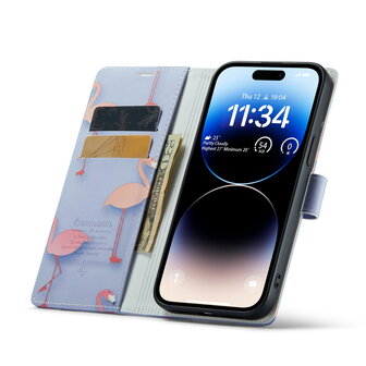iPhone 14 Pro met Flamingo Print - Book Case
