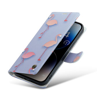 iPhone 14 Pro met Flamingo Print - Book Case