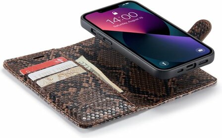 iPhone 13 Mini Bruin - 2 in 1 Slangen Book Case
