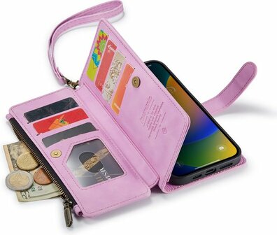 iPhone 14 Pro Pastel Lila - Book Case met Rits
