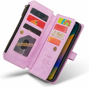 iPhone 14 Pro Pastel Lila - Book Case met Rits