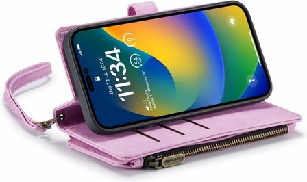 iPhone 14 Pro Pastel Lila - Book Case met Rits