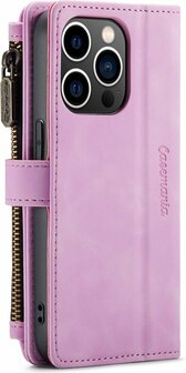 iPhone 14 Pro Pastel Lila - Book Case met Rits