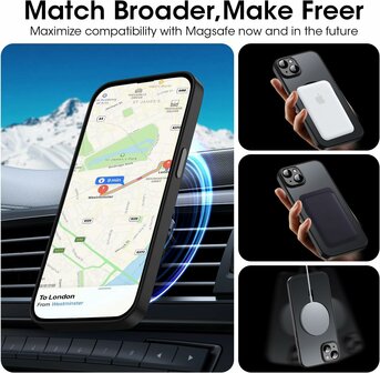 iPhone 15 - Zwart - Matte Armor - Geschikt voor MagSafe