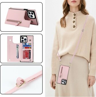 iPhone 14 Pro Roze - Back Cover met Koord
