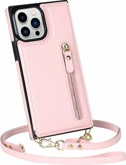 iPhone 14 Pro Roze - Back Cover met Koord
