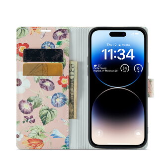 iPhone 14 Pro met Bloemen Print - Book Case