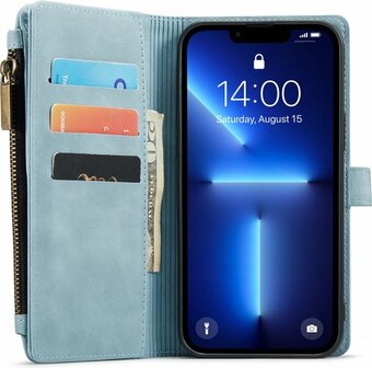 iPhone 13 Pro Aqua Blue - Book Case met Rits