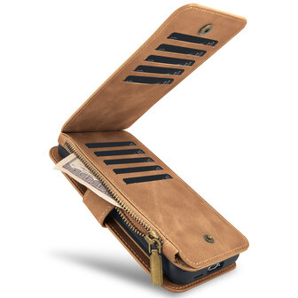 iPhone 16 - Sienna Brown - 2 in 1 Rits Book Case