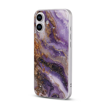 iPhone 16 Plus - Paars - Camera Marmer MagSafe Back Cover