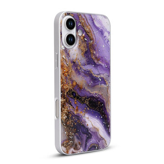 iPhone 16 Plus - Paars - Camera Marmer MagSafe Back Cover