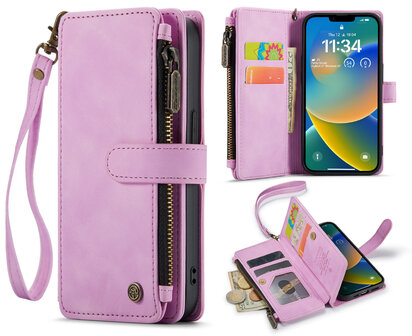 iPhone 14 Pastel Lila - Book Case met Rits