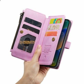 iPhone 14 Pastel Lila - Book Case met Rits