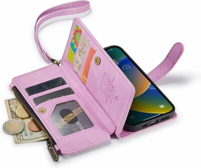 iPhone 14 Pastel Lila - Book Case met Rits