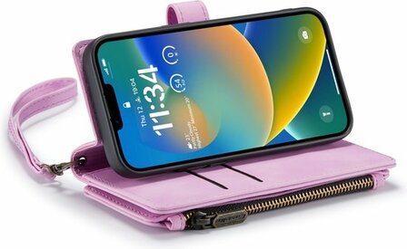 iPhone 14 Pastel Lila - Book Case met Rits