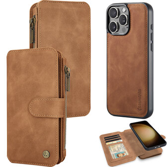 iPhone 16 Pro Max - Sienna Brown - 2 in 1 Rits Book Case