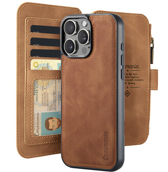 iPhone 16 Pro Max - Sienna Brown - 2 in 1 Rits Book Case