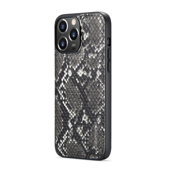 iPhone 13 Pro - Zwart - 2 in 1 Slangen Portemonnee Book Case met Rits
