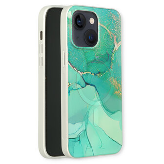 iPhone 15 Blauw - MagSafe TPU Marmer