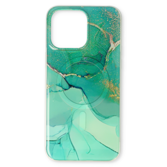 iPhone 15 Blauw - MagSafe TPU Marmer
