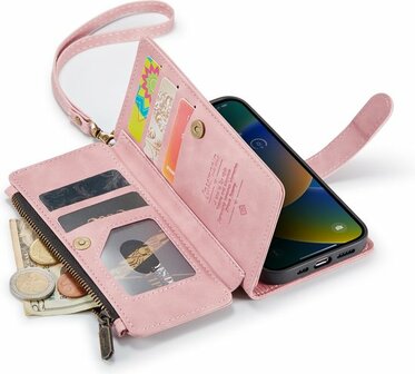 iPhone 14 Pale Pink - Book Case met Rits