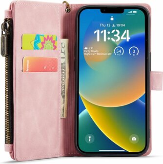 iPhone 14 Pale Pink - Book Case met Rits
