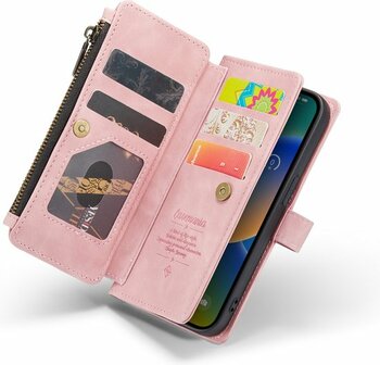 iPhone 14 Pale Pink - Book Case met Rits
