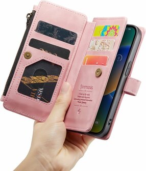 iPhone 14 Pale Pink - Book Case met Rits
