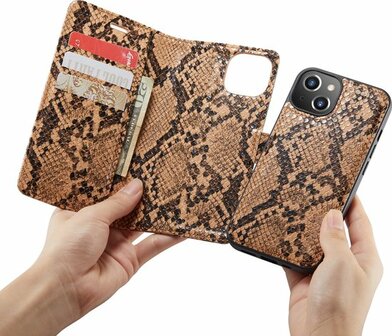 iPhone 13 Mini Beige - 2 in 1 Slangen Book Case