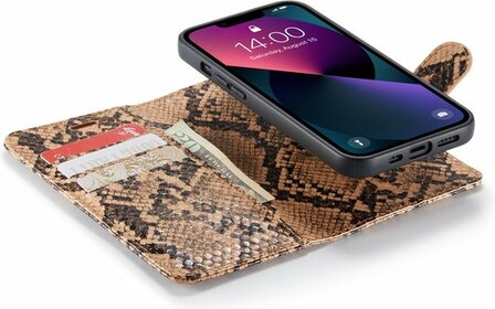 iPhone 13 Mini Beige - 2 in 1 Slangen Book Case