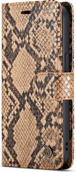 iPhone 13 Mini Beige - 2 in 1 Slangen Book Case
