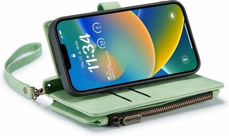 iPhone 14 Pistache Green - Book Case met Rits