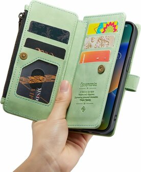 iPhone 14 Pistache Green - Book Case met Rits