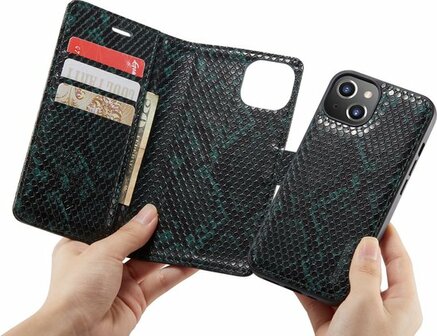 iPhone 13 Groen - 2 in 1 Slangen Book Case