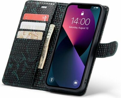 iPhone 13 Groen - 2 in 1 Slangen Book Case