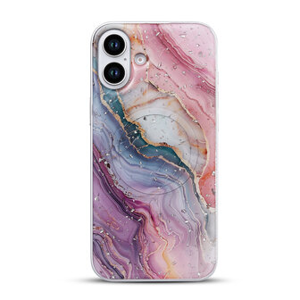 iPhone 16 Plus - Roze - Camera Marmer MagSafe Back Cover