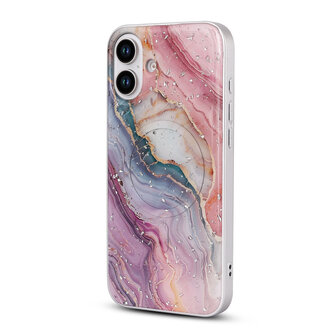 iPhone 16 Plus - Roze - Camera Marmer MagSafe Back Cover