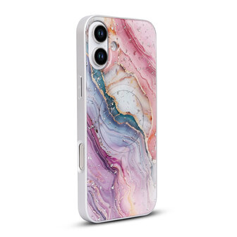 iPhone 16 Plus - Roze - Camera Marmer MagSafe Back Cover