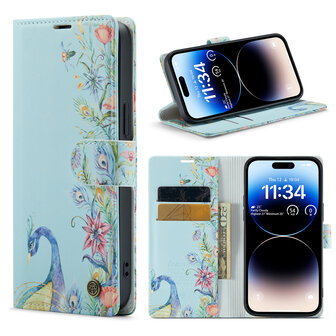 iPhone 14 Pro Max met Pauw Print - Book Case