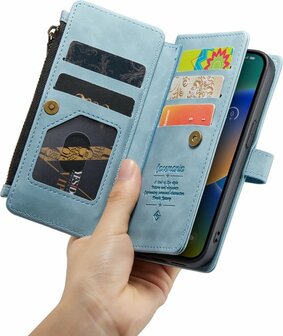 iPhone 14 Aqua Blue - Book Case met Rits