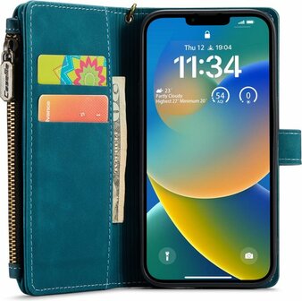 iPhone 14 Emerald Green - Book Case met Rits