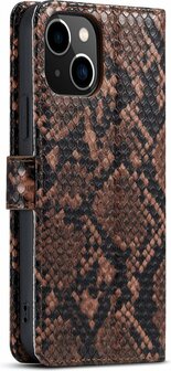 iPhone 13 Mini Bruin - Slangen Book Case