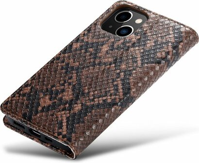 iPhone 13 Mini Bruin - Slangen Book Case