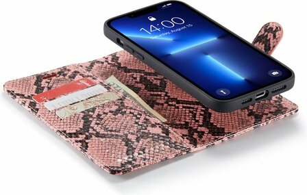 iPhone 13 Pro Max Roze - 2 in 1 Slangen Book Case