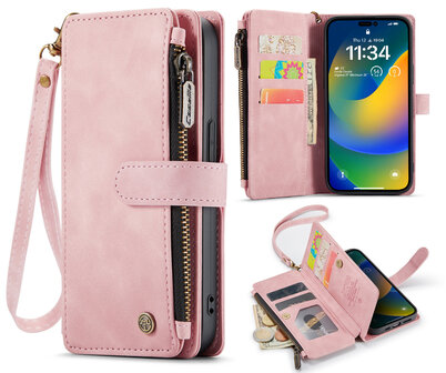 iPhone 14 Pro Pale Pink - Book Case met Rits