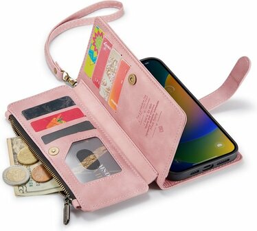 iPhone 14 Pro Pale Pink - Book Case met Rits