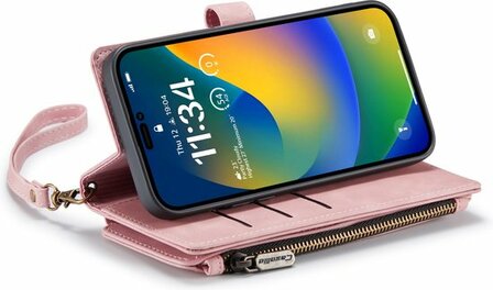 iPhone 14 Pro Pale Pink - Book Case met Rits