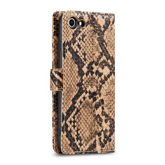iPhone SE 2022 Beige - Slangen Book Case