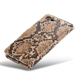 iPhone SE 2022 Beige - Slangen Book Case