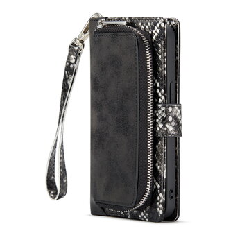 iPhone 13 Mini - Zwart - 2 in 1 Slangen Portemonnee Book Case met Rits